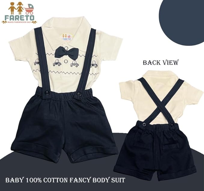 Fareto Cotton Dungaree T-Shirt Clothing Set for Baby Party