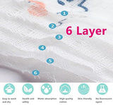 Fareto New Born Baby Muslin Bath Towel Organic Cotton 6 Layer, Eco-Conscious & Safe Printed Muslin Cloth Towels(Pack of 1) (50x100cm)