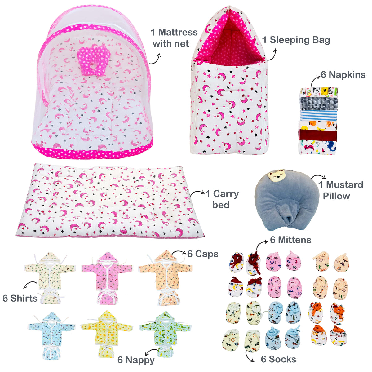 Fareto Baby Semi Winter Essential Combo For New Born Gift Pack Baby  Products Maternity Essentials (66 Items)(0-6 Months)
