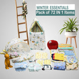 Fareto Premium Quality Baby Winter Essentials Pack of 72 New Combo (0-6 Months)