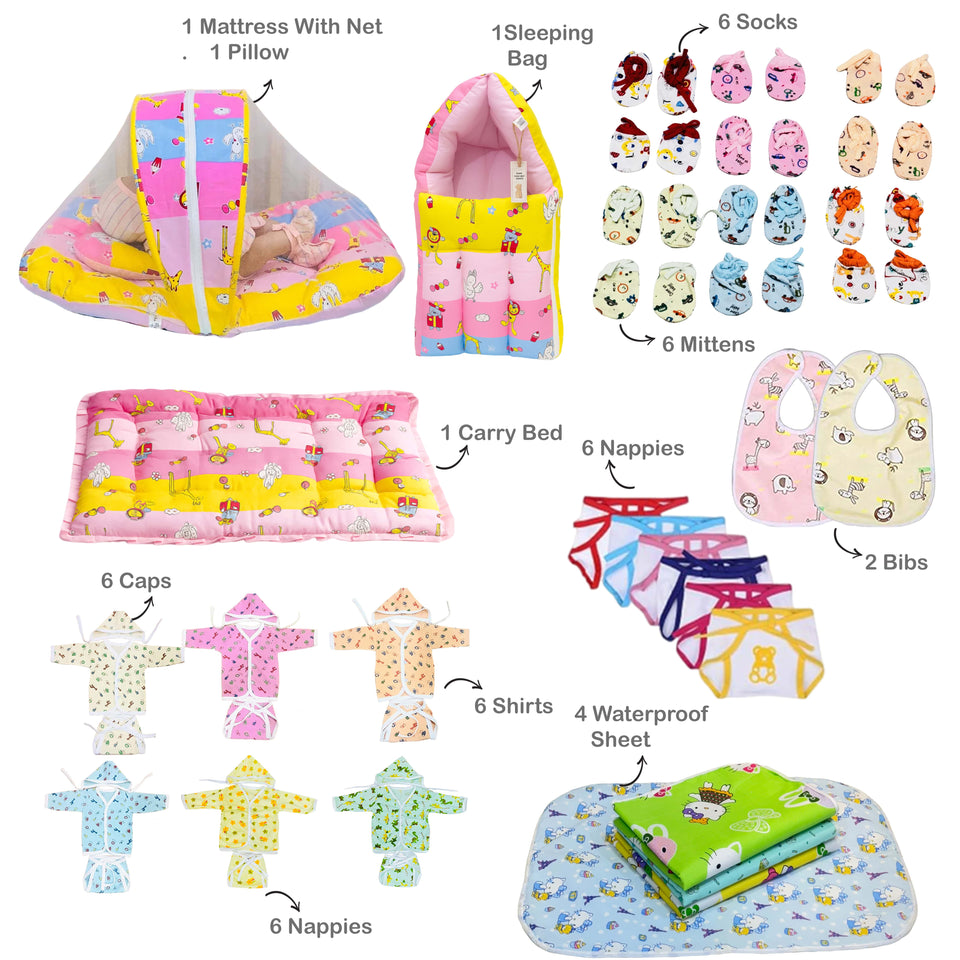 Fareto Premium Quality Baby Winter Essentials Pack of 72 New Combo (0-6 Months)