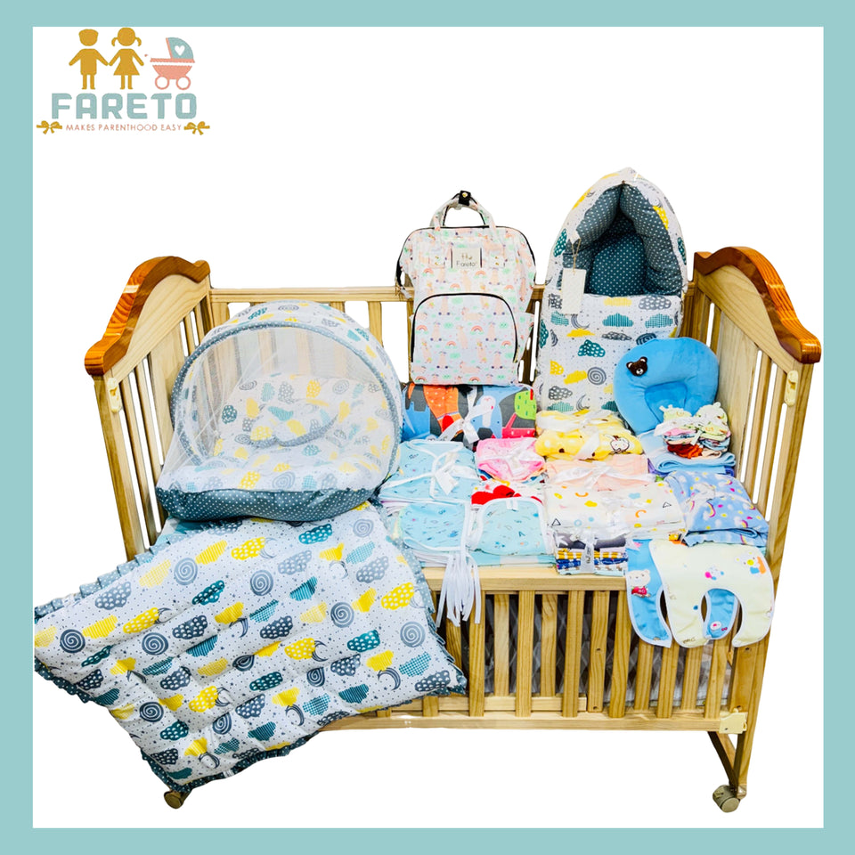 FARETO NEW BORN BABY PREMIUM QUALITY MONSOON AND SEMI WINTER SEASON  HOSPITAL ESSENTIALS 73 IN 1 (0-6 MONTHS) _ NURSERY BAG