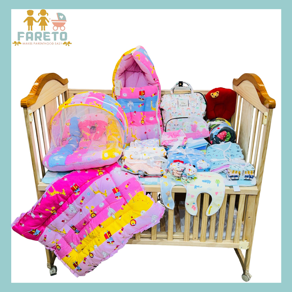 FARETO NEW BORN BABY PREMIUM QUALITY MONSOON AND SEMI WINTER SEASON  HOSPITAL ESSENTIALS 73 IN 1 (0-6 MONTHS) _ NURSERY BAG