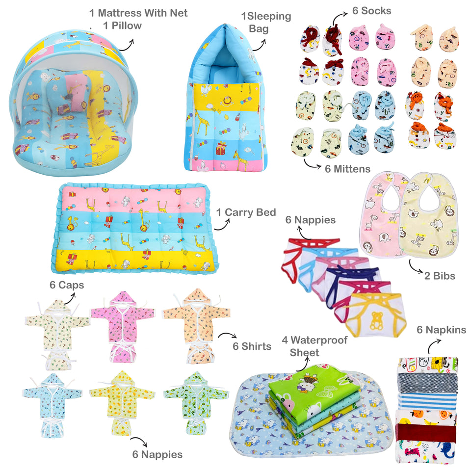 Fareto Premium Quality Baby Winter Essentials Pack of 73 In 1 Combo (0-6 Months)