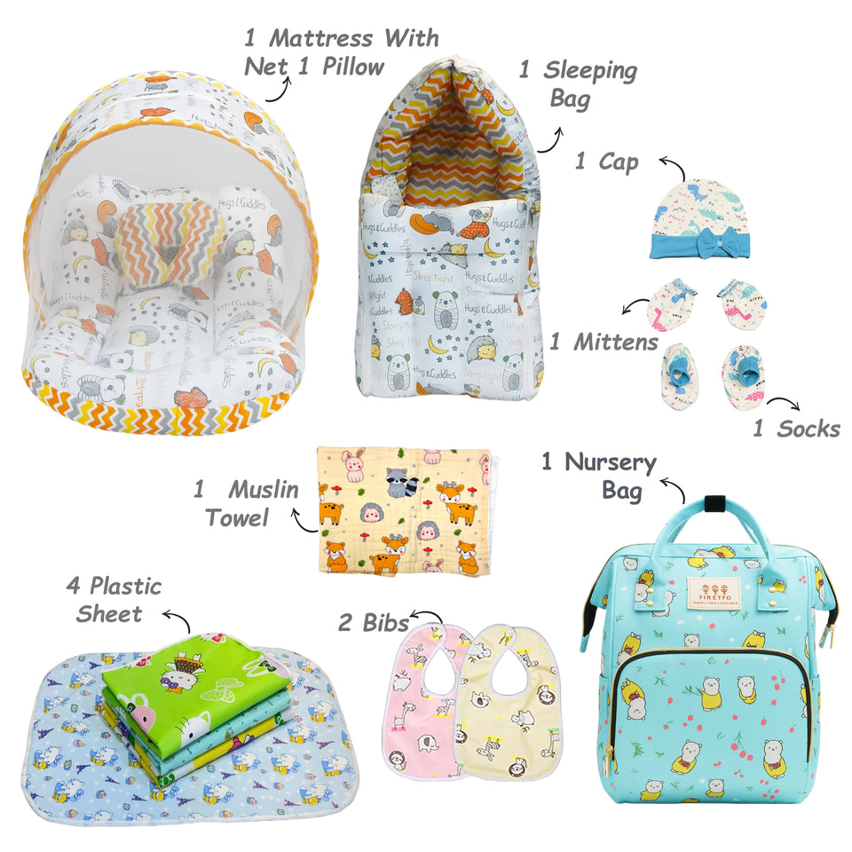 FARETO NEW BORN BABY MONSOON SEASON HOSPITAL ESSENTIALS 82 IN 1 (0-6 MONTHS)(F569)