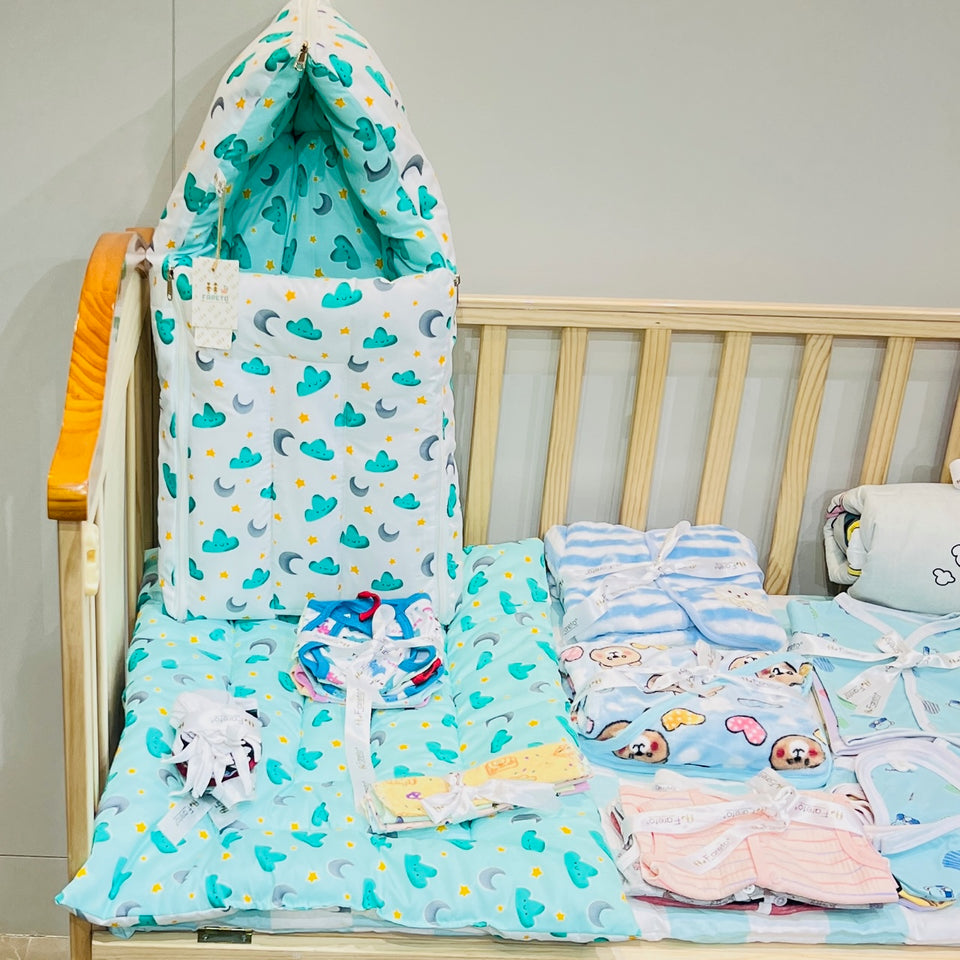 FARETO NEW BORN BABY MONSOON SEASON HOSPITAL ESSENTIALS PACK OF 60 ITEMS (0-6 MONTHS)