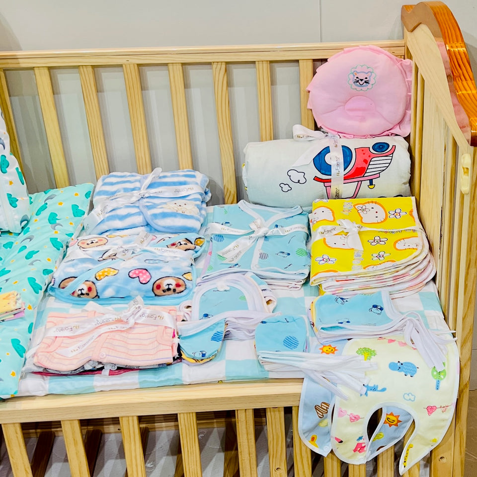 FARETO NEW BORN BABY MONSOON SEASON HOSPITAL ESSENTIALS PACK OF 60 ITEMS (0-6 MONTHS)