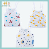 Fareto Organic Cotton Muslin Knot Jhablas for Baby | Summer Wear Sleeveless Aline Jhabla(Pack of 3)
