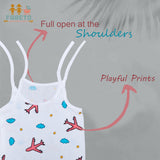 Fareto Organic Cotton Muslin Knot Jhablas for Baby | Summer Wear Sleeveless Aline Jhabla(Pack of 3)