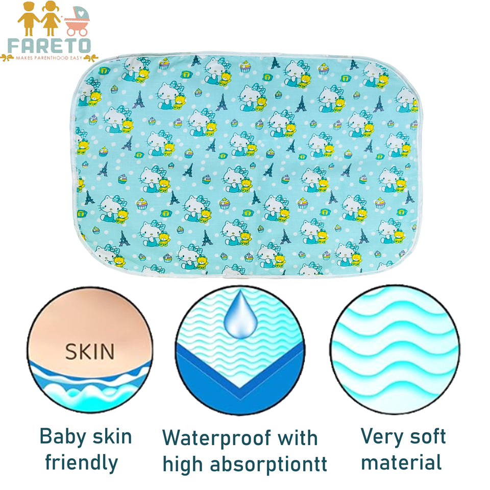 Fareto new born baby waterproof sheets with one side cloth(0-3Months)(Pack of 12)(Size: L-22Inchs, B-17Inchs)(Multicolored)