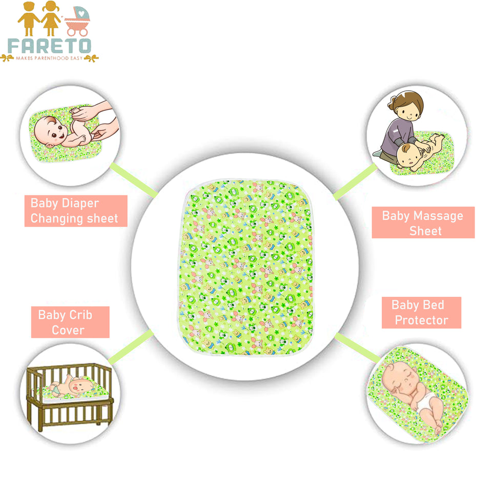 Fareto new born baby waterproof sheets with one side cloth(0-3Months)(Pack of 12)(Size: L-22Inchs, B-17Inchs)(Multicolored)