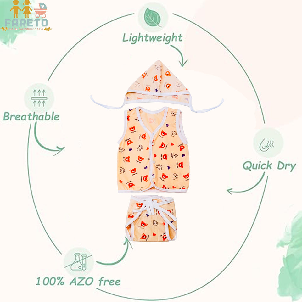 Fareto New Born Baby Premium Quality Clothing Set (0-2 Months)(Pack of 3)(F542)