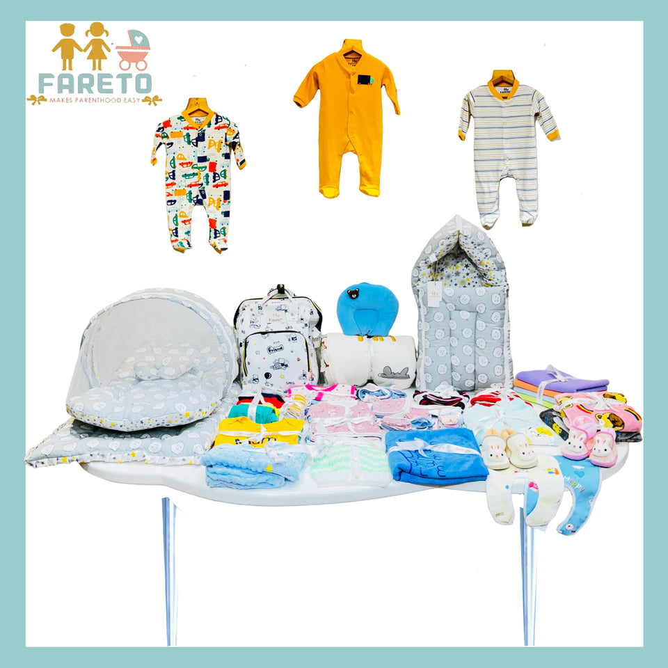 FARETO NEW BORN BABY PREMIUM QUALITY PURELY WINTER ESSENTIALS 84 IN 1 ( 0-6MONTHS)(F454)