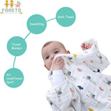 Fareto New Born Baby Muslin Hood Blanket Cum Baby Wrapper with Belt,Cotton,Organic,Super Soft,White,( Pack of 1 ) (0-1 Years )(85cm*85cm)