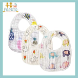 Fareto New Born Baby Muslin Bibs with Adjustable , Super Absorbent, Soft, Comfortable & Lightweight, Pack of 3
