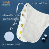 Fareto Organic Cotton Muslin Cushioned Nappy with 3 Layer | Soft and Breathable Langot for Baby | Pack of 6 Nappy (0-3 Months)