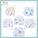 Fareto Organic Cotton Muslin Cushioned Nappy with 3 Layer | Soft and Breathable Langot for Baby | Pack of 6 Nappy (0-3 Months)