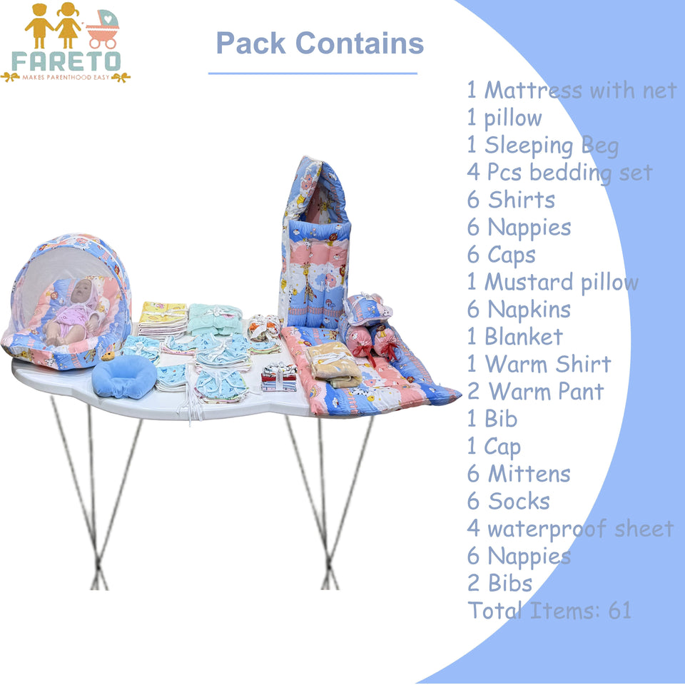 Fareto New Born Baby monsoon season Hospital Essentials (61 in 1) (0-6 months)(F570)