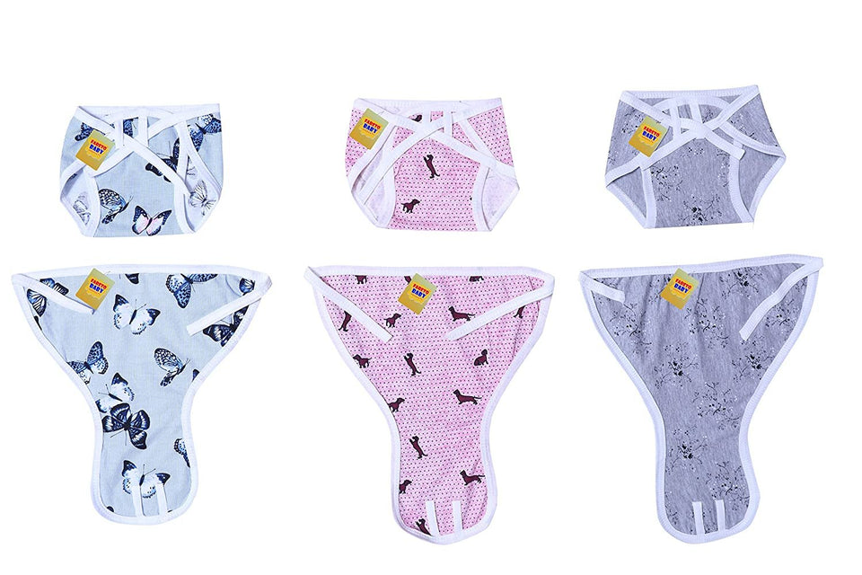 FARETO Baby Cotton Cloth Diapers, 0-9Months (Multicolour) - Set of 12
