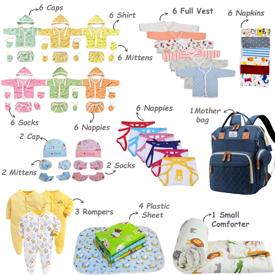 Fareto New Born Baby Hospital Essentials winter pack of 100 ( 0-6 Months )