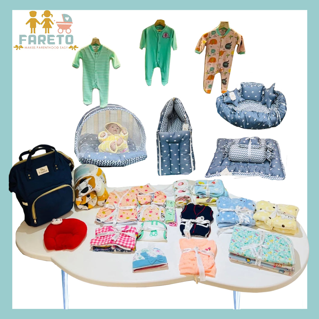 Fareto New Born Baby Hospital Essentials winter pack of 100 (0-6 months)