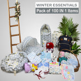 Fareto Premium Newborn Baby Hospital Winter Essentials Combo | 100 in 1  Baby Gift Pack | Maternity Essentials & Bedding Set | 0–6 Months(F182)