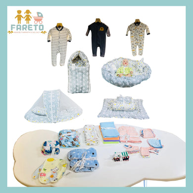 FARETO NEW BORN BABY MONSOON AND SEMI WINTER SEASON HOSPITAL ESSENTIALS 61 IN 1 (0-6 MONTHS)