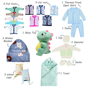 Fareto Baby Winter Essential Combo For New Born | Gift Pack | Baby Products | Maternity Essentials | Bedding Set (100 Items)(0-6 Months)