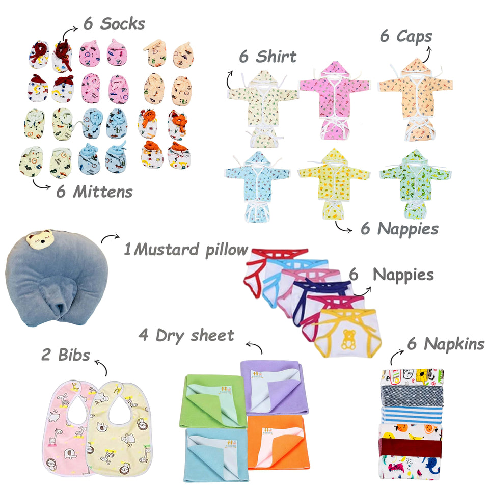 Fareto Premium New Born Baby Hospital Winter Essentials Pack Of 101 (0-6 months)(F190)