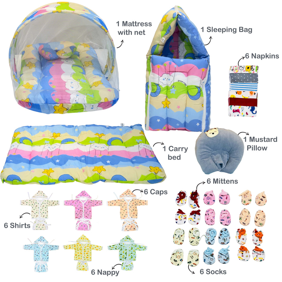 Fareto Baby Winter Essential Combo For New Born | Gift Pack | Baby Products | Maternity Essentials (61 Items)(0-6 Months)((F687)
