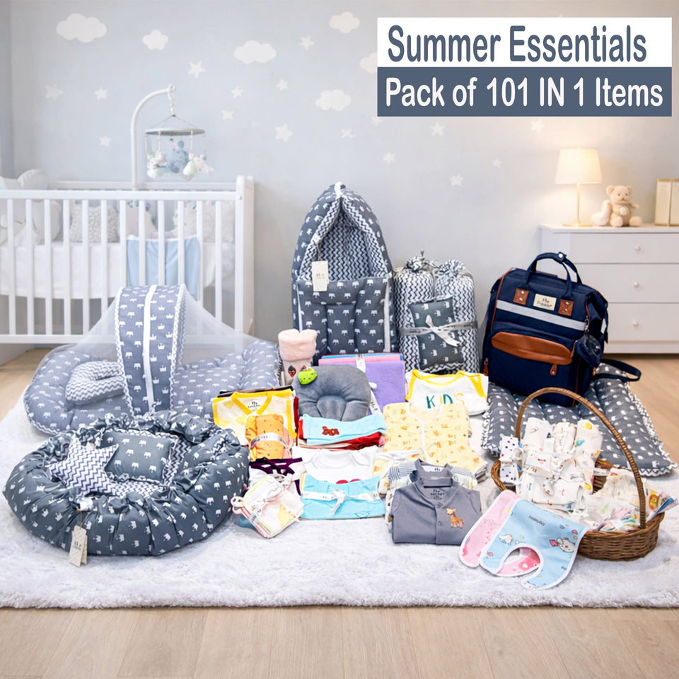 Fareto New Born Baby Premium Quality 101 Summer & Moderate Combo Baby Essentials All in 1(0-6 Months)(F219)