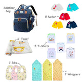 FARETO NEW BORN BABY PREMIUM QUALITY 101 SUMMER & MODERATE COMBO BABY ESSENTIALS ALL IN 1(0-6 MONTHS)(F354)
