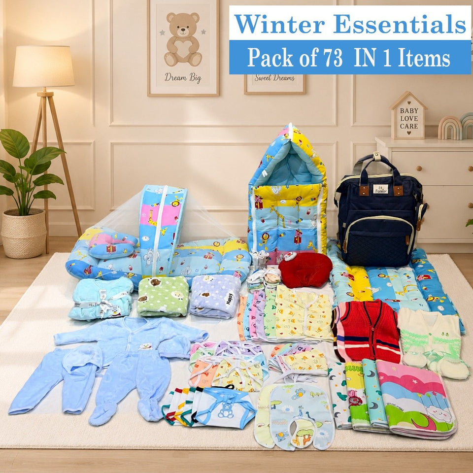 Fareto Premium Quality Baby Winter Essentials Pack of 73 In 1 Combo (0-6 Months)(F195)