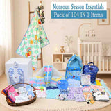 Fareto New Born 104 in 1 High Quality Premium Baby Monsoon Season Hospital Essentials Set | Soft, Warm & Comfortable Gift Kit for Newborn Babies (0-6 Months)