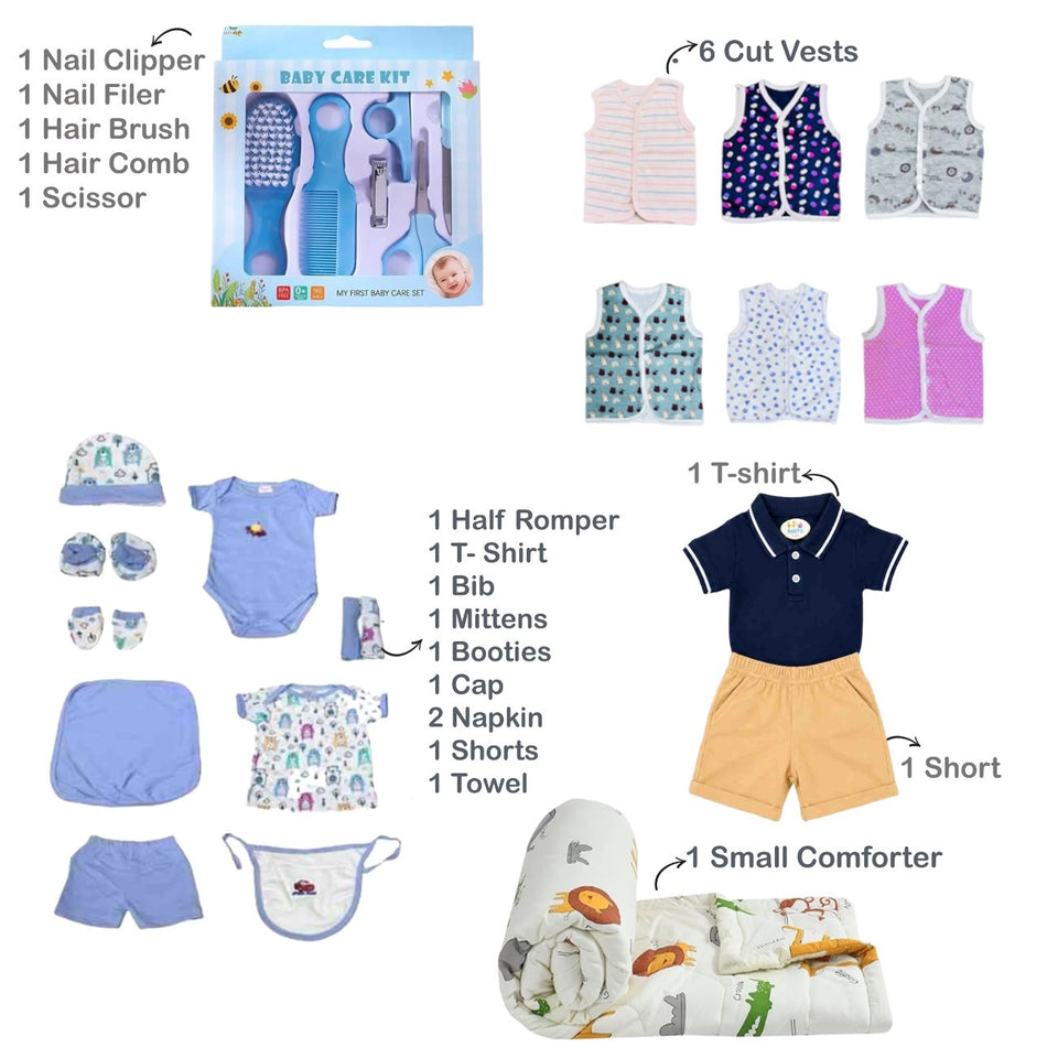 Fareto Baby Semi Winter Essential Combo For New Born | Gift Pack | Baby Products | Maternity Essentials | Bedding Set (82 Items)(0-6 Months)(F785)