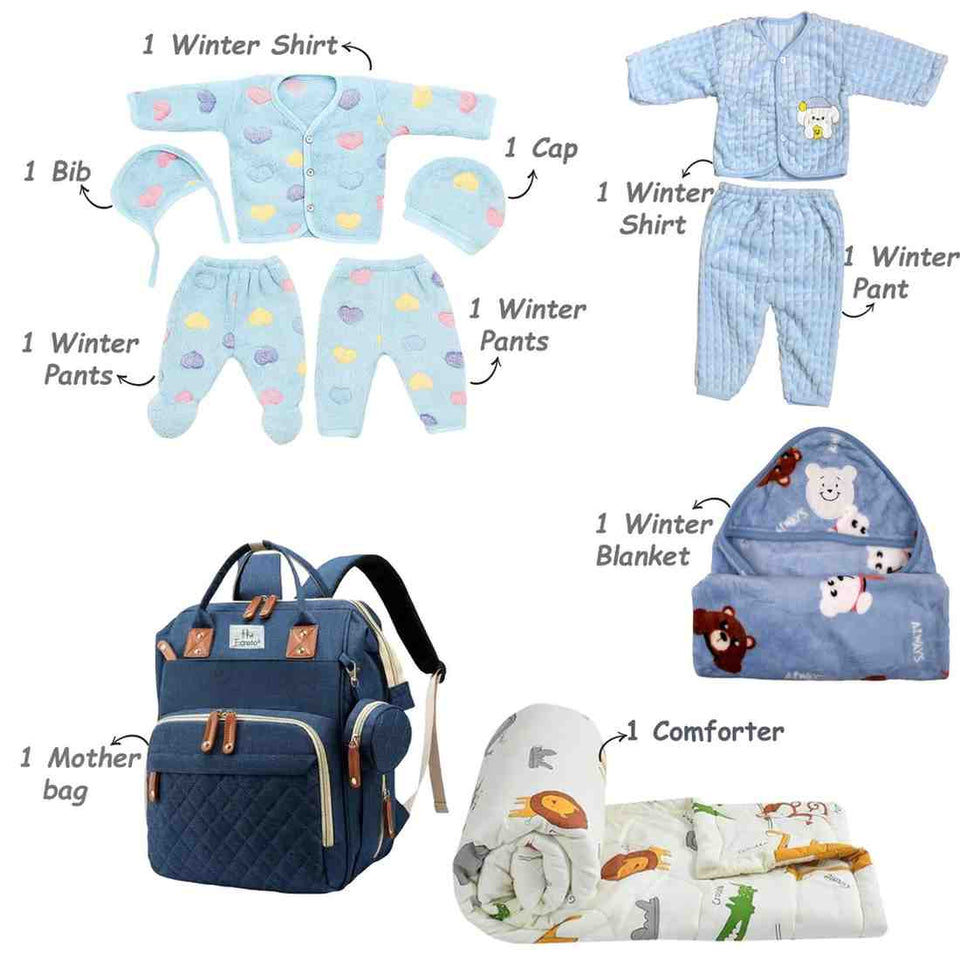 Fareto New Born 104 in 1 High Quality Premium Baby Monsoon Season Hospital Essentials Set | Soft, Warm & Comfortable Gift Kit for Newborn Babies (0-6 Months)