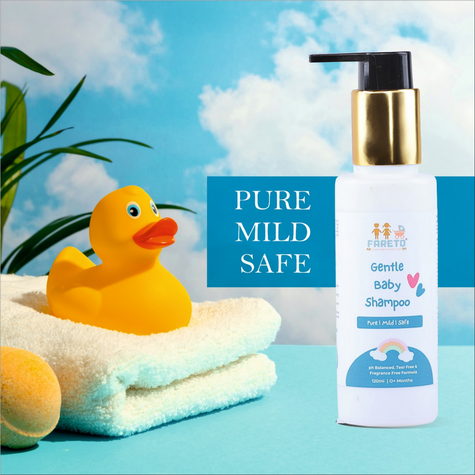 Fareto baby Gentle Baby Shampoo | Tear-Free & Fragrance-Free Formula for Newborns | Gentle on Baby's Delicate Scalp (120 ML)