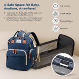 Fareto Premium Diaper Bag with Foldable Baby Bed & Changing Station – Large Capacity Waterproof Travel Backpack with Insulated Pockets & USB Port – Portable Maternity Bag for Moms & Dads