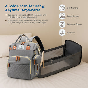 Fareto Premium Diaper Bag with Foldable Baby Bed & Changing Station – Large Capacity Waterproof Travel Backpack with Insulated Pockets & USB Port – Portable Maternity Bag for Moms & Dads
