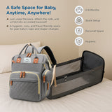 Fareto Premium Diaper Bag with Foldable Baby Bed & Changing Station – Large Capacity Waterproof Travel Backpack with Insulated Pockets & USB Port – Portable Maternity Bag for Moms & Dads