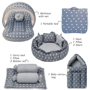 FARETO NEW BORN BABY MONSOON SEASON HOSPITAL ESSENTIALS 114 IN 1 (0-6 MONTHS)( GREY CROWN )
