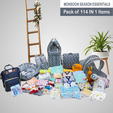FARETO NEW BORN BABY MONSOON SEASON HOSPITAL ESSENTIALS 114 IN 1 (0-6 MONTHS)( GREY CROWN )