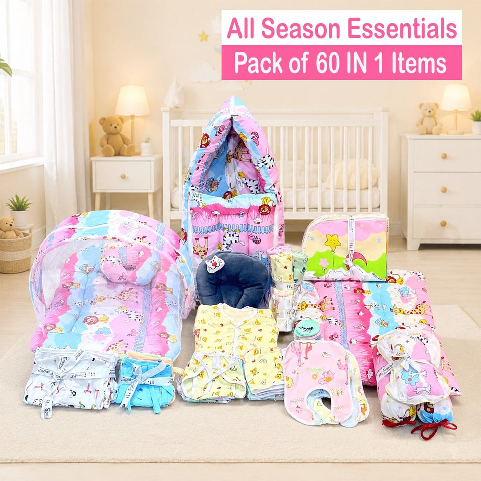 Fareto New Born Baby All Season Use Most Useful Essentials 60 in 1 (0-6 Months)(F492)