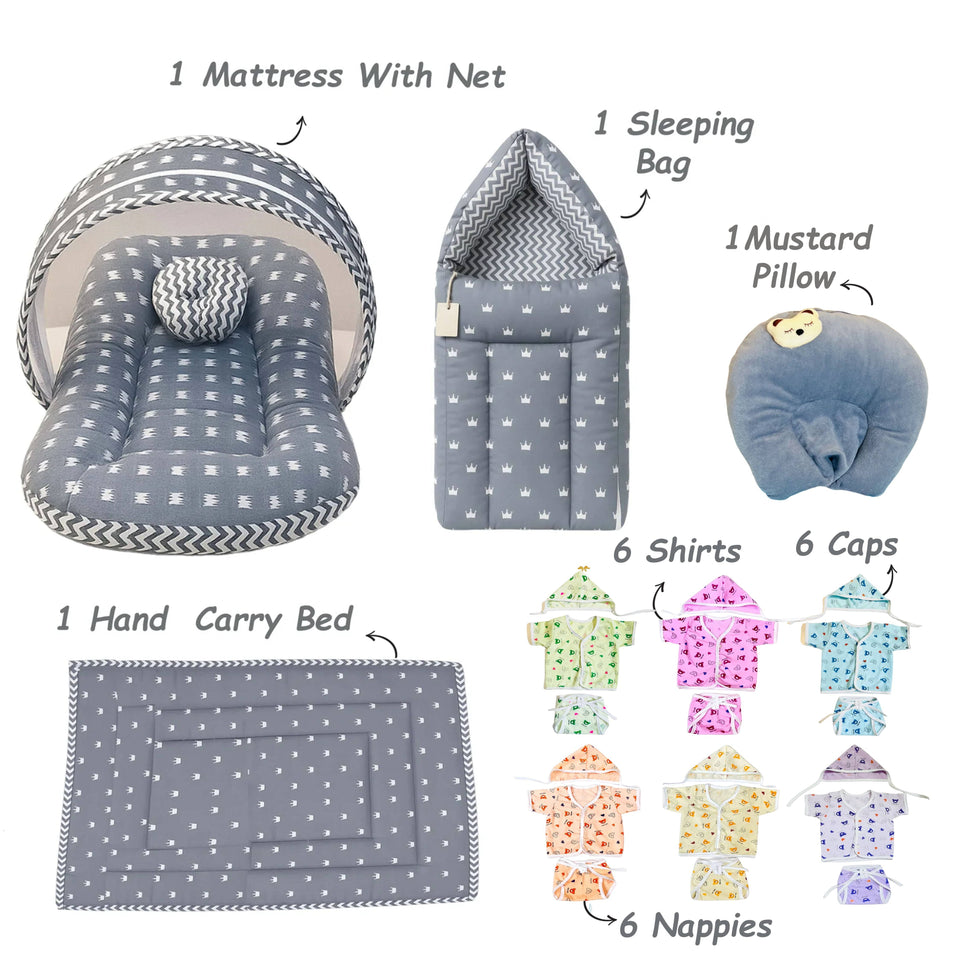 Fareto Baby Boy's & Girl's Summer Hospital Essential Combo for New Born | Gift Pack | Baby Products | Maternity Essentials | Bedding Set (71 Items)(0-6 Months)(F751)