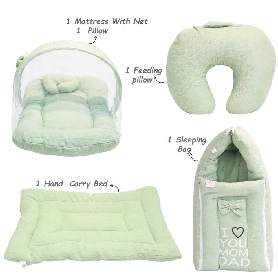 Fareto New Born Baby Organic Muslin Summer Essentials Combo Set 43 In 1  Baby Bedding & Clothing Combo Set For Muslin (0-6 Months )(F743)