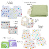 Fareto New Born Baby Organic Muslin Summer Essentials Combo Set 43 In 1  Baby Bedding & Clothing Combo Set For Muslin (0-6 Months )(F743)