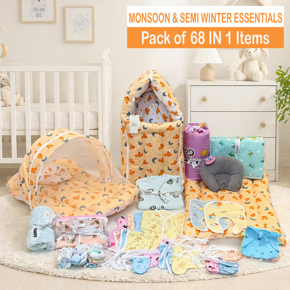 FARETO NEW BORN BABY MONSOON SEASON HOSPITAL ESSENTIALS 68 IN 1 (0-6 MONTHS) (F584)