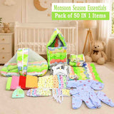 Fareto New Born Baby Monsoon Season Hospital Essentials 50 in 1 Baby Gift Set | Complete Newborn Essentials | 0-6 Months(F779)