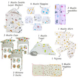 Fareto New Born Baby Organic Muslin Summer Essentials Combo Set 43 In 1  Baby Bedding & Clothing Combo Set For Muslin (0-6 Months )(F743)