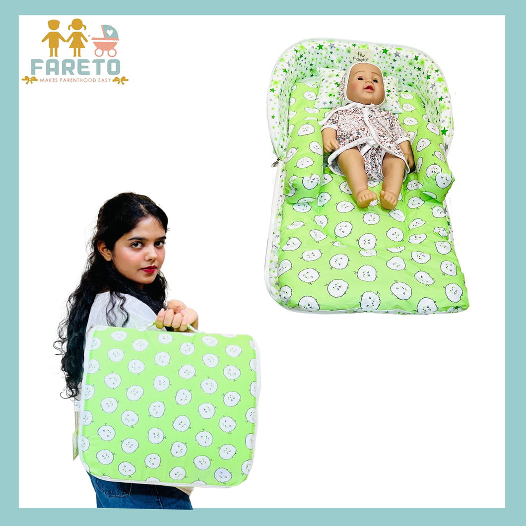 Fareto Baby Travel Friendly for Kids Portable Baby Comfortable Cushioning(0+6 Months)(Grass Green Ship)